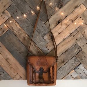 Leather Tooled  Mexico Satchel, Vintage & Ornate